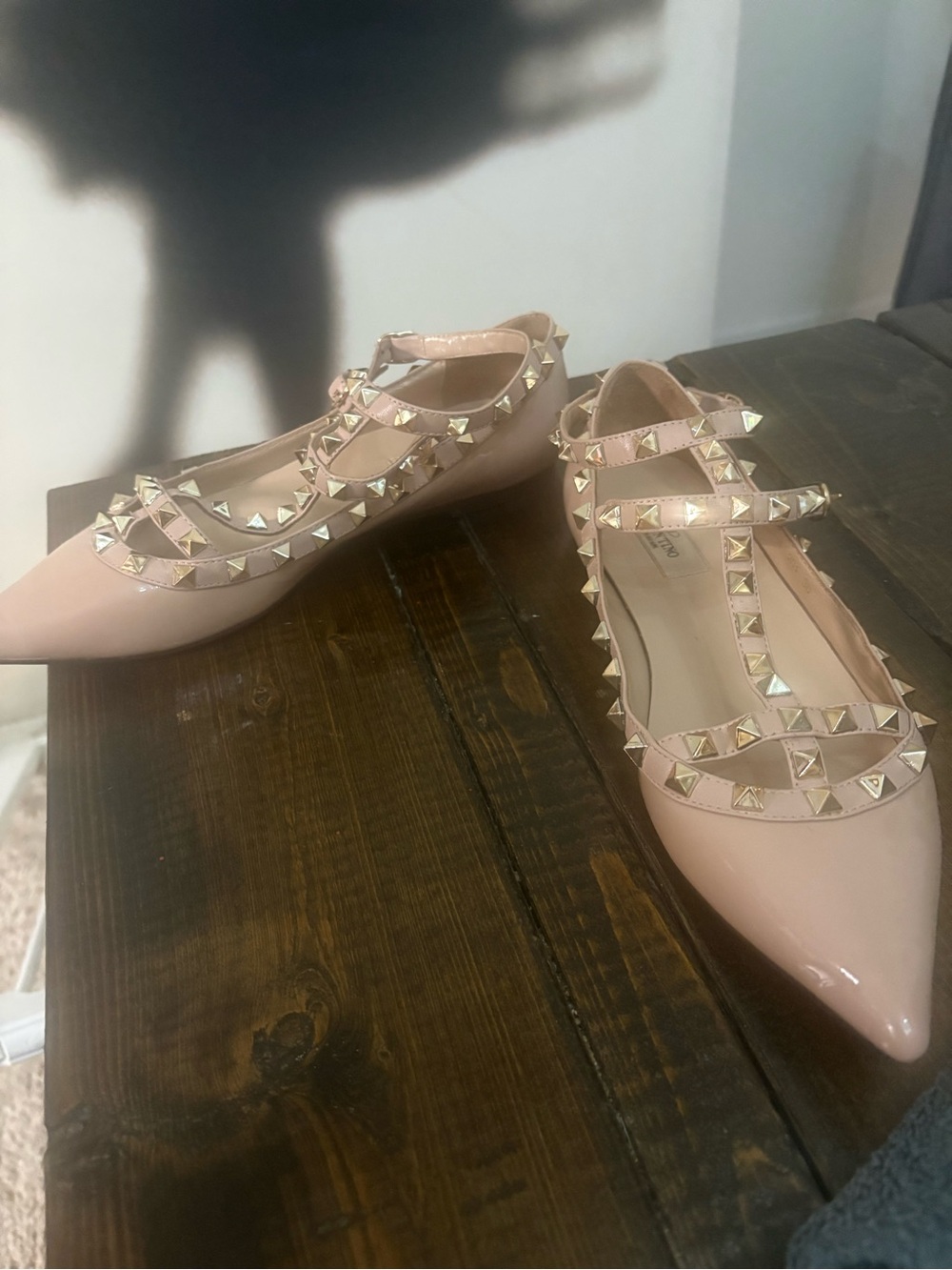 Valentino Nude Patent Leather Rockstud Pointed Flats - Picture 12 of 12